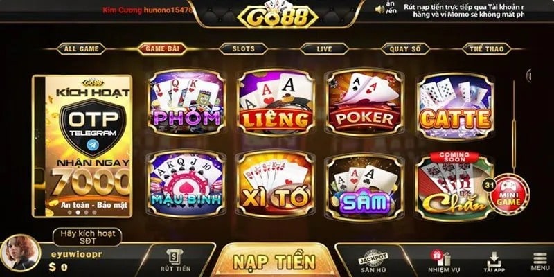 Casino Go88 cung cấp nhiều game bài với luật chơi dễ hiểu và tỷ lệ thưởng cao